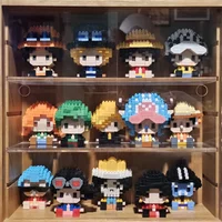 ONE PIECE Sonnengott Nika Luffy Mikro-Bausteine Chopper Ace Buggy 3D Anime-Modell Montage Mini-Bausteine Figuren Spielzeug als Geschenk