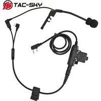 TAC-SKY outdoor hunting tactical headset Y cable set adapter Compatible with U94 PTT For Peltor PTT and COMTA microphone