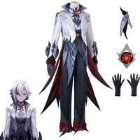 ❤Genshin Impact Arlecchino The Knave Cosplay Costume Wig Uniform Harbingers Arlecchino Outfit Halloween Carnival Party)4D Coszi