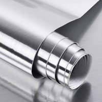PVC Metal Brushed Gold Silver DIY Removable Wallpaper Decor Film Vinyl Waterproof Oil-proof House Appliance Kitchen Wall Sticker