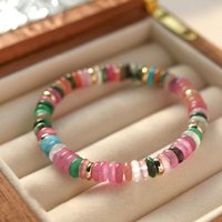 Summer Cool Elastic Bracelet Color Beads Dopamine Girl Versatile Natural Stone Bead Trend 2024 New