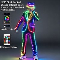 Men's Full Color LED Glowing Suit Luminous Stage Dance Performance Outfit Nightclub DIY Control Color-changing Suit Costumes