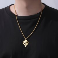 My Shape Punk Crown Lion King With Sikh Symbol Khanda Pendent Necklace Stainless Steel Animal Charm Choker Chains Jewelry Gifts