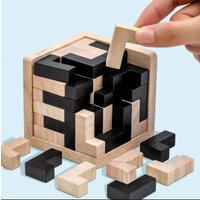 3D Cube Puzzle Luban Interlocking Creative Educational Wooden Toy Brain IQ Mind Early Learning Game Gift For Children Letter 54T