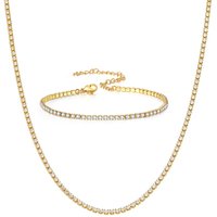 Trendy Iced Out Tennis Chain Set Gold Silver Color Stainless Steel Choker Necklace Bracelet for Women Party Jewelry Sets 2025