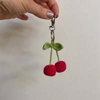 Crochet Cherry Keyring phone charm