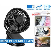 Mini ABS Clip On Fan Portable Handheld Desk Fan 3 Speeds Cooling USB Rechargeable Fan Men