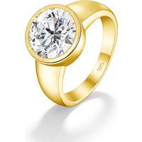 Plated 18K Gold Bezel Set 5CT Round Cut Moissanite Ring 925 Sterling Silver Wedding Engagement Jewelry Gift for Women Man