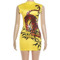 Nibber Hot Girls Sexy Skinny Wrap Hip Dress Woman Summer Trend Tiger Print Sleeveless Midnight Club Party Hipster Mini Bodycon