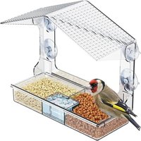 New Suction Cups Window Bird Feeder Tool-Free Easy To Clean Clear Bird Feeder Dual Seed Tray Large Size Wild Birdfeeder Home Use