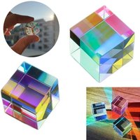 1pcs Mini Optical Glass X-Cube Two-color Cube Prism Stained Glass Beam Splitting Prism for Classroom Physics