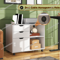 Drawer Wood File Cabinet Mobile Lateral Filing Cabinet Open Storage Shelves Printer Stand Home Office Organization