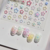 Sweet Hollowed Out Star Shaped Nail Stickers Colorful Five Pointed Star Pattern polka dot Self Adhesive Nail Stickers Decoration