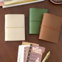 A7 Retro Pu Leather Binder 6 Ring Binder With 45 Sheets PU Clip-on Notebook Faux leather Loose Leaf Notebook Journal