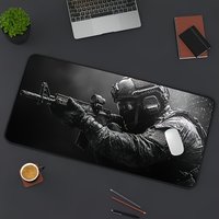 Tactical Soldier Black & White Rubber Desk Mat, Non-Slip Large Gaming Mouse Pad, Water-Resistant for Fans & Gamers