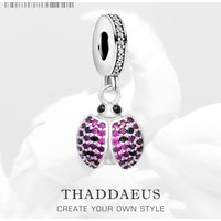 Pure 925 Sterling Silver Cute Spring Brand New Pink Bug Ladybird Pendant Charm Gift For Women Girls Fashion Jewelry