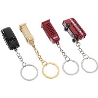 4Pcs London Souvenir Keychain Set Big Ben Taxi Bus Telephone Booth British Style Metal Pendant Decoration for Bags Backpacks