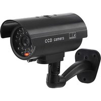 Dummy Security Camera with LED Red Flashing Light - Battery-Powered, Indoor/Outdoor Use