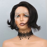 Side Part Bob Lace Frontal Wig Short Pixie Cut Wigs For Women Remy Straight Human Hair Transparent T Part Gluess Lace Bob Wig