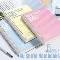 60Sheets/Book A5 Spiral Notebooks Color Horizontal Line Inner Pages Notepad Perforated Pages Diary Book School Office