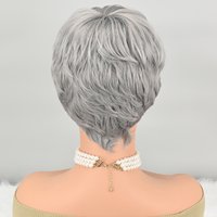 Grey Wigs for Black Women Short Wigs Short Curly Wigs Short Cut Hair with Bangs for Black Women Pixie Short Synthetic Wig