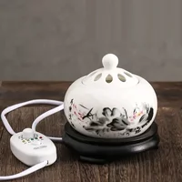 Plug-in 110V/220V Lotus Essential Oil Furnace Ceramics Electric Sandalwood OUDH Powder Incense Burners Meditation Fragrant Stove