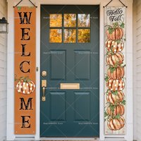 Welcome Fall Pumpkin Scarecrow Door Banners Autumn Harvest Thanksgiving Party Decor Couplets Porch Signs Indoor Outdoor Banners