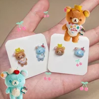 Rilakkuma Earrings for Women New Cute Relax Bear Ear Studs Girls Sweet Fashion Jewelry Accessories Kids Birthday Gift Hot Sales