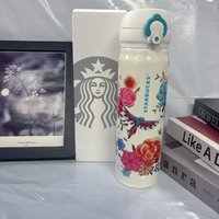 Starbucks 500ml Floral & Bird Print Stainless Steel Thermos, Leakproof Flip Lid Insulated Water Bottle