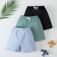 3piece set of children's summer solid color casual multi-color shorts for boys and girls sports versatile elastic waistband pant