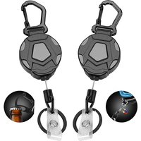Universal 31.5" Steel Retractable Cord Keychain Anti Theft ID Badge Holder Reel Carabiner Heavy Duty Lanyard Telescopic Keychain