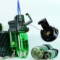 4PC &1PC Cool Jet Flame Torch Windproof Lighter Refillable Butane with Keychain Cigar Cigarette Accessories Outdoor BBQ Tools
