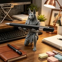 Ancient Figurine Pen Holder Kneeling Statue Desktop Stationery Storage Rack Creative Mythology Decor for Home Office Desk