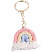 Tassels Pendant Three Color Rainbow Key Chain Pretty Fashion Handmade Woven Key Ring Cute Sweet Knitted Rainbow Keychain Gifts