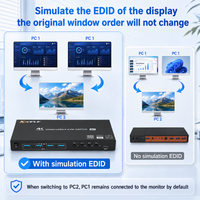 HDMI KVM-Switch für 4 Computer und 1 Monitor, EDID-Simulation, 4K@60Hz, 4-Port KVM-Switch HDMI zur gemeinsamen Nutzung von 1 Monitor, Tastatur, Maus und Drucker, mit Desktop-Controller, 4 USB