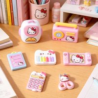 100pcs Kawaii Resin Cartoon Sanrio Hello Kitty Simulation School Bag Stationery DIY for Keychain Decor Accessories