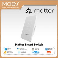 MOES Tuya Matter WiFi Smart Light Button Switch Neutral Wire Required Grounded Design APP Remote Control Alexa Google Home