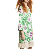 CHCH Women's Dress Summer New V-neck Loose Tassel Design Women's 3/4 Sleeves