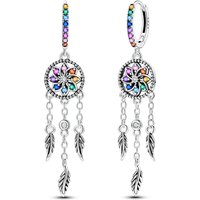 925 Sterling Silver Earrings Women Colorful Dreamcatcher Tassel Drop Earring For Anniversary Wedding Jewelry Gifts