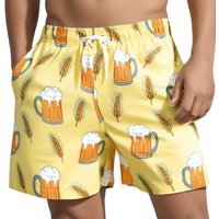 Men'S Beach Shorts Summer Loose Quick Drying Drawstring Sports Shorts Beer Printed Casual Shorts Outdoor Fitness Y2k Men Shorts