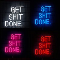 LED Neon Sign Get Shit Done Funny Personality Text Neon Lights Wall Art USB Shop Party Club Bar Room Advertising Gift Decoration
