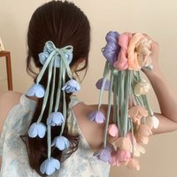 Lily-Of-The-Valley Flower Hairband With Fringe Ribbon Elegant Headband for Women Girls Weddings Parties and Daily Wear
