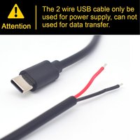 USB C Equipment Installed 24AWG USB Type C Male Pigtail 5V 3A Singe USB C to 2 Pin Bare Wire Open End Cable Cord 0.3/1M
