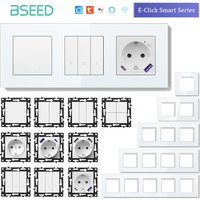BSEED WIFI Click Switch Function Part Only Glass Frame Smart Light Switch DIY Part Smart Wifi Socket Parts Free Combination