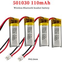501030 Battery 110mAh 3.7V 601030 501230 Lithium Polymer Rechargeable Batteries for Wireless Bluetooth Headset Tws Induction Pen