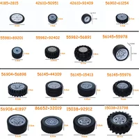 Car Truck Wheels Hub Bricks MOC Technical Tire Wheel Cross Hole Set Motorcycle Tyre & Rim Construction Building Blocks
