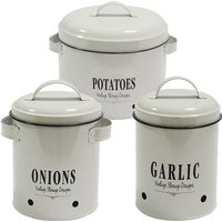 3 Sets Metal Storage Containers with Lids for Potato Onion Garlic Home Kitchen Pantry Organization Bin for Countertop