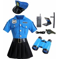 3-12 Years Police Costume Justice Superhero Blue Officer Dress Dressup Costume Halloween Role Play Christmas Birthday Gift Party