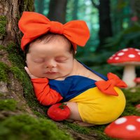 2PCS Newborn Bowknot Princess Romper With Bow Headband Newborn Girl Photoshoot Outfits 1Month 100 Days Baby Gifts Shooting Props