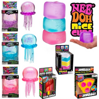 Trending Nee Doh Jellyfish & Cube Squish Toy, Soft Jelly Squeeze Fidget Toy, Sensory Stress Relief for Kids & Adults